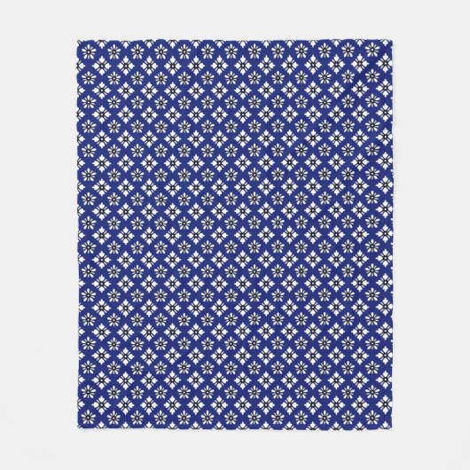 Oriental Indigo White Katazome Blume Muster Fleecedecke (Vorderseite)