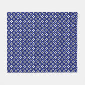 Oriental Indigo White Katazome Blume Muster Fleecedecke (Vorderseite (Horizontal))