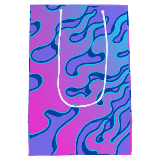 Oriental Japanese Neon Flame Pattern Mittlere Geschenktüte (Rückseite)