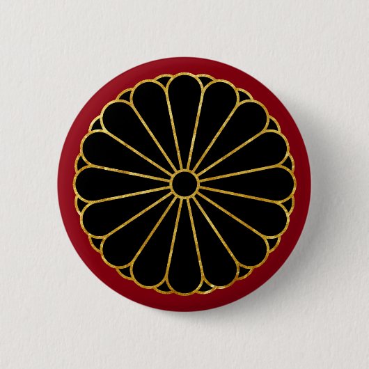 Oriental Kiku Chrysanthemum Mon Imitats rot Button (Vorderseite)
