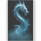Oriental Liquid Chrome Dragon Blue Steel Modern Ar Aufkleber (Vorderseite)
