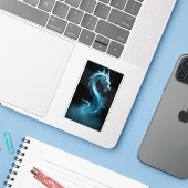 Oriental Liquid Chrome Dragon Blue Steel Modern Ar Aufkleber (Laptop mit iPhone)