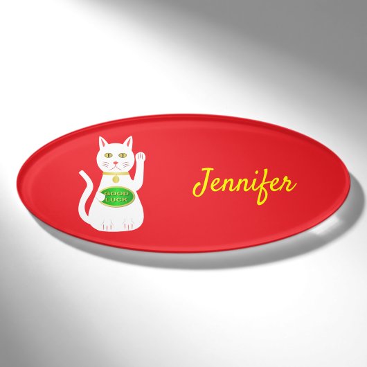 Oriental Lucky Cat Custom Namenschild (Vorderseite)