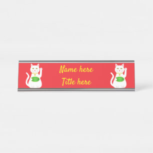 Oriental Lucky Cat Custom Schreibtischnamensplakette