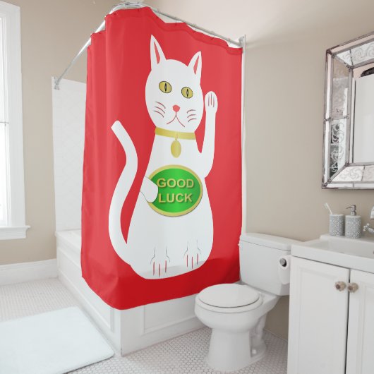 Oriental Lucky Cat Duschvorhang (Beispiel)
