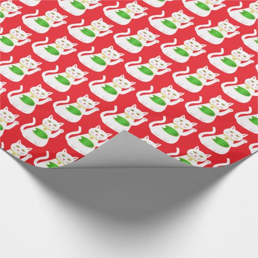 Oriental Lucky Cat Gemustert Geschenkpapier (Ecke)