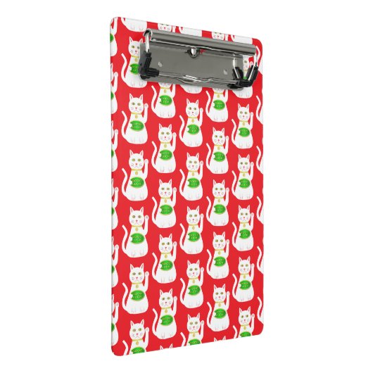 Oriental Lucky Cat Gemustert Mini Klemmbrett (Schrägansicht)
