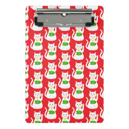 Oriental Lucky Cat Gemustert Mini Klemmbrett (Vorderseite)