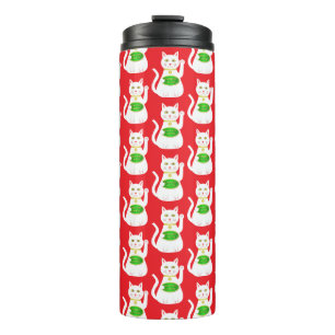 Oriental Lucky Cat Gemustert Thermosbecher