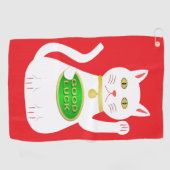 Oriental Lucky Cat Golfhandtuch (Horizontal)