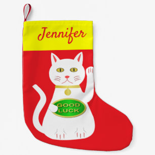Oriental Lucky Cat Individuelle Name Kleiner Weihnachtsstrumpf