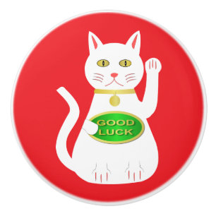 Oriental Lucky Cat Keramikknauf