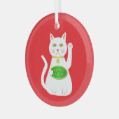 Oriental Lucky Cat Ornament Aus Glas (Vorderseite links)