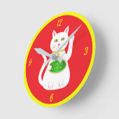 Oriental Lucky Cat Runde Wanduhr (Winkel)