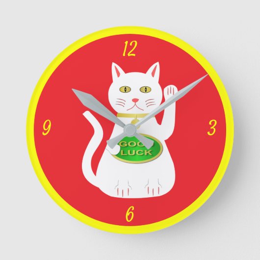 Oriental Lucky Cat Runde Wanduhr (Vorderseite)