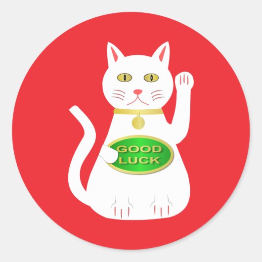 Oriental Lucky Cat Runder Aufkleber (Vorderseite)