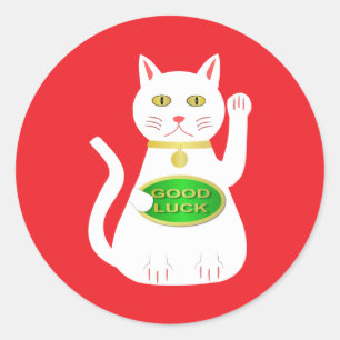 Oriental Lucky Cat Runder Aufkleber