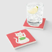 Oriental Lucky Cat Steinuntersetzer (Seitenansicht)