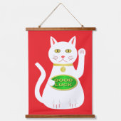 Oriental Lucky Cat Wandteppich Mit Holzrahmen (Vorderseite)