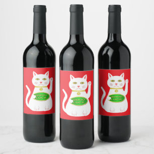 Oriental Lucky Cat Weinetikett