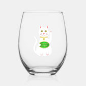 Oriental Lucky Cat Weinglas Ohne Stiel (Vorderseite)