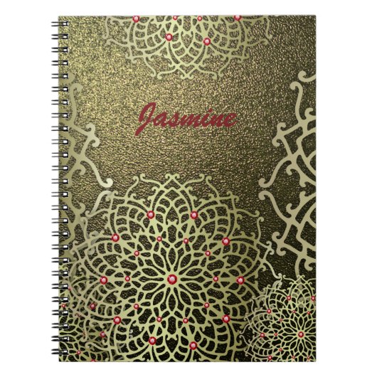 Oriental Luxury Gold Jeweled Mandala & Individuell Notizblock (Vorderseite)