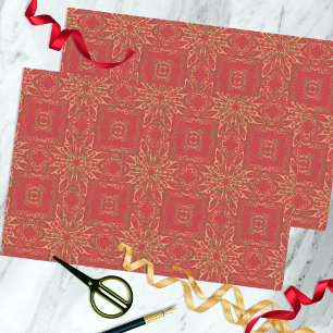 Oriental Luxury Gold und Red Filigree Muster Seidenpapier