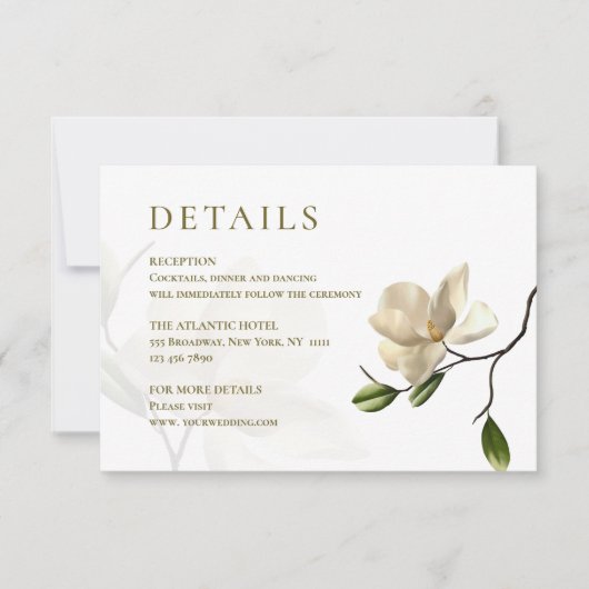 Oriental Magnolia Wedding Details Einschlusskarte Einladung (Vorderseite)