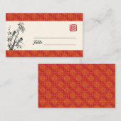 Oriental modern red flower bird Chinese wedding Platzkarte (Vorne/Hinten)
