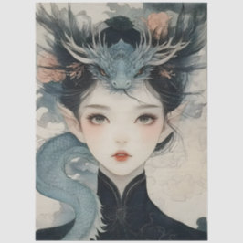 Oriental Mythological Nymph Fantasy Dragon Seidenpapier