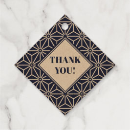 Oriental Navy Blue Asanoha Japan Muster Geschenkanhänger