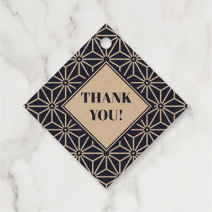 Oriental Navy Blue Asanoha Japan Muster Geschenkanhänger