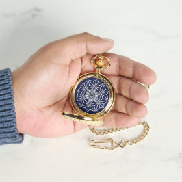 Oriental Navy Blue White Asanoha Japan Muster Armbanduhr