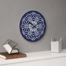 Oriental Navy Blue White Asanoha Japan Muster