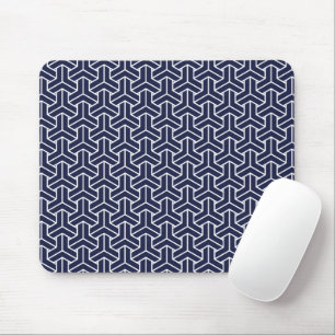 Oriental Navy Blue White Japan Bishamon Muster Mousepad
