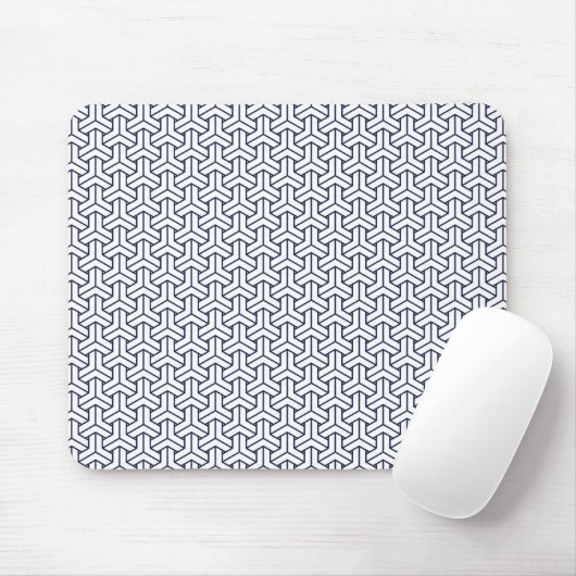 Oriental Navy Blue White Japan Bishamon Muster Mousepad (Mit Mouse)