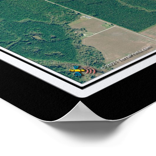 Oriental North Carolina Satellite Poster Map (Ecke)