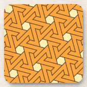 Oriental Orange Beige Triangle Spirals ägyptisch Getränkeuntersetzer (Vorderseite)