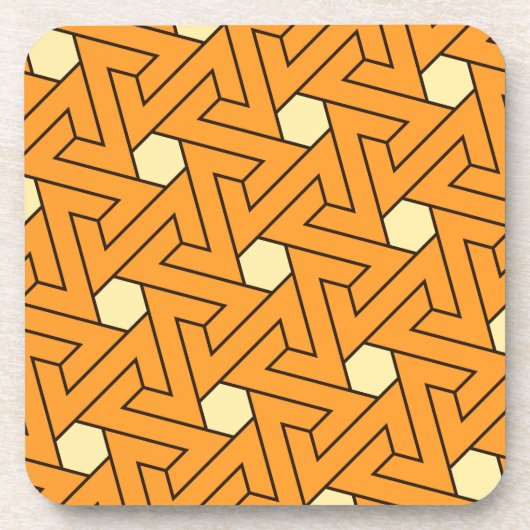 Oriental Orange Beige Triangle Spirals ägyptisch Getränkeuntersetzer (Vorderseite)