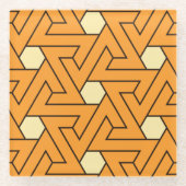 Oriental Orange Beige Triangle Spirals ägyptisch Glasuntersetzer (Vorderseite)