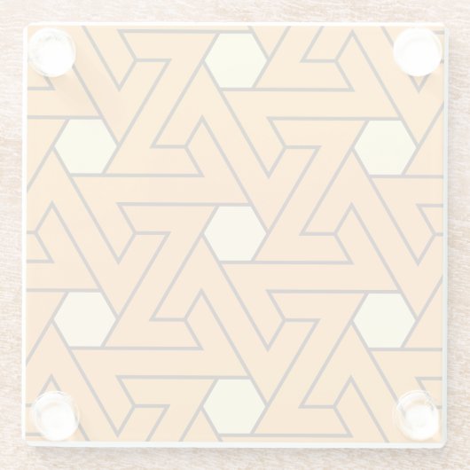 Oriental Orange Beige Triangle Spirals ägyptisch Glasuntersetzer (Rückseite)