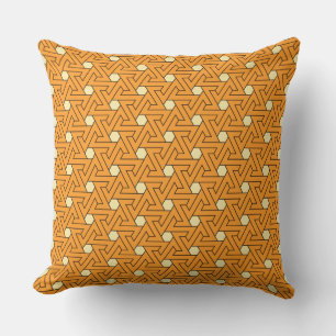 Oriental Orange Beige Triangle Spirals ägyptisch Kissen