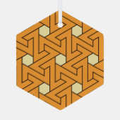 Oriental Orange Beige Triple Spiral Arab Muster Ornament Aus Glas (Rückseite)