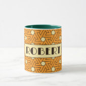 Oriental Orange Beige Triple Spiral Arab Muster Tasse (Zentrum)