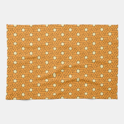 Oriental Orange Beige Triskelion Ägyptisches Muste Geschirrtuch (Horizontal)