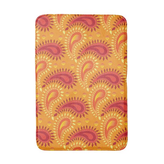 Oriental Orange Persian Paisley Pattern Badematte (Vorderseite Vertikal)