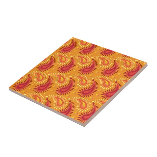 Oriental Orange Persian Paisley Pattern Fliese (Seite)