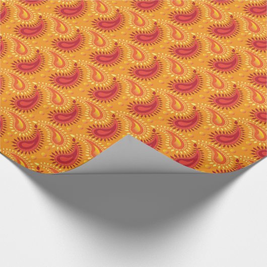 Oriental Orange Persian Paisley Pattern Geschenkpapier (Ecke)