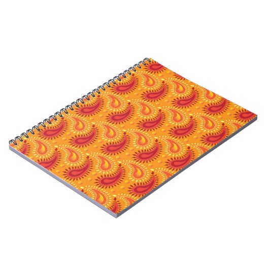 Oriental Orange Persian Paisley Pattern Notizblock (Linke Seite)