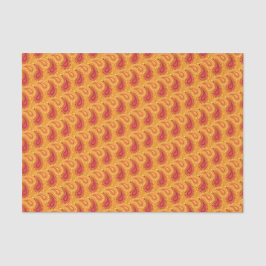 Oriental Orange Persian Paisley Pattern Seidenpapier (Vorderseite)